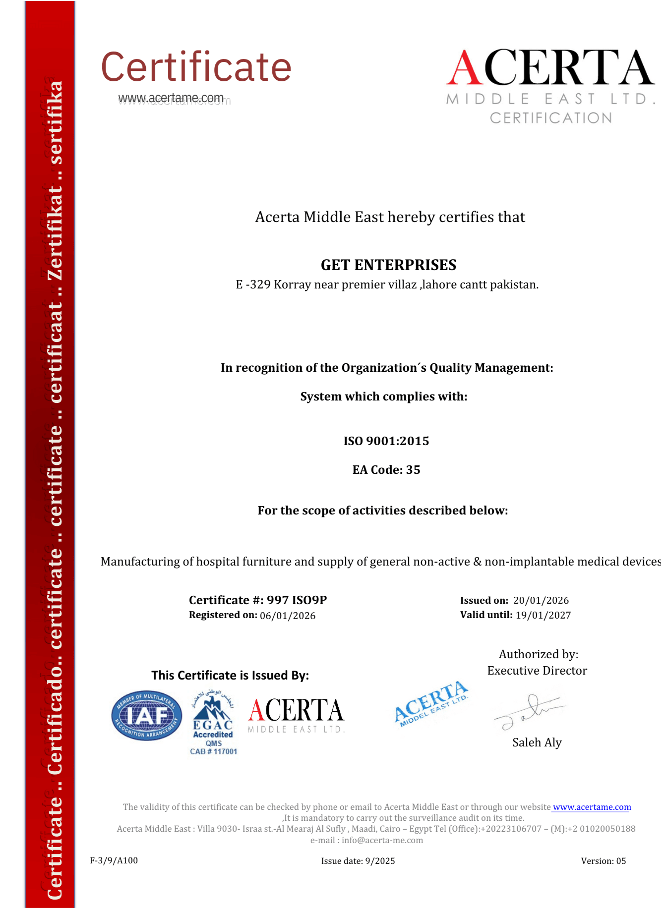 ISO 9001 Certificate